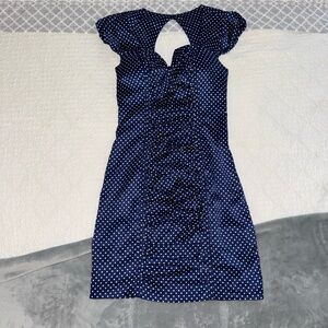 Guess Navy Blue Polka Dot Backless Dress